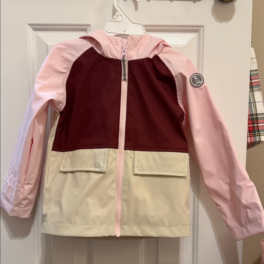 Lands' End Kids Raincoat - Pink, Burgundy, and Cream
